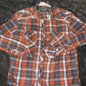 BKE Buckle Pearl snap Men's shirt Western plaid standard fit Large Perfect